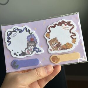 Flower Knows Cute Cat-Themed Sticky Notes Set